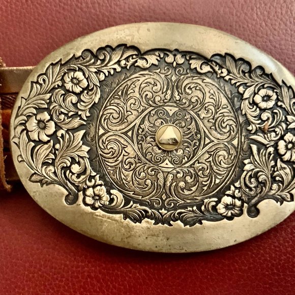 Western Belt, leather with brass buckle, 37\